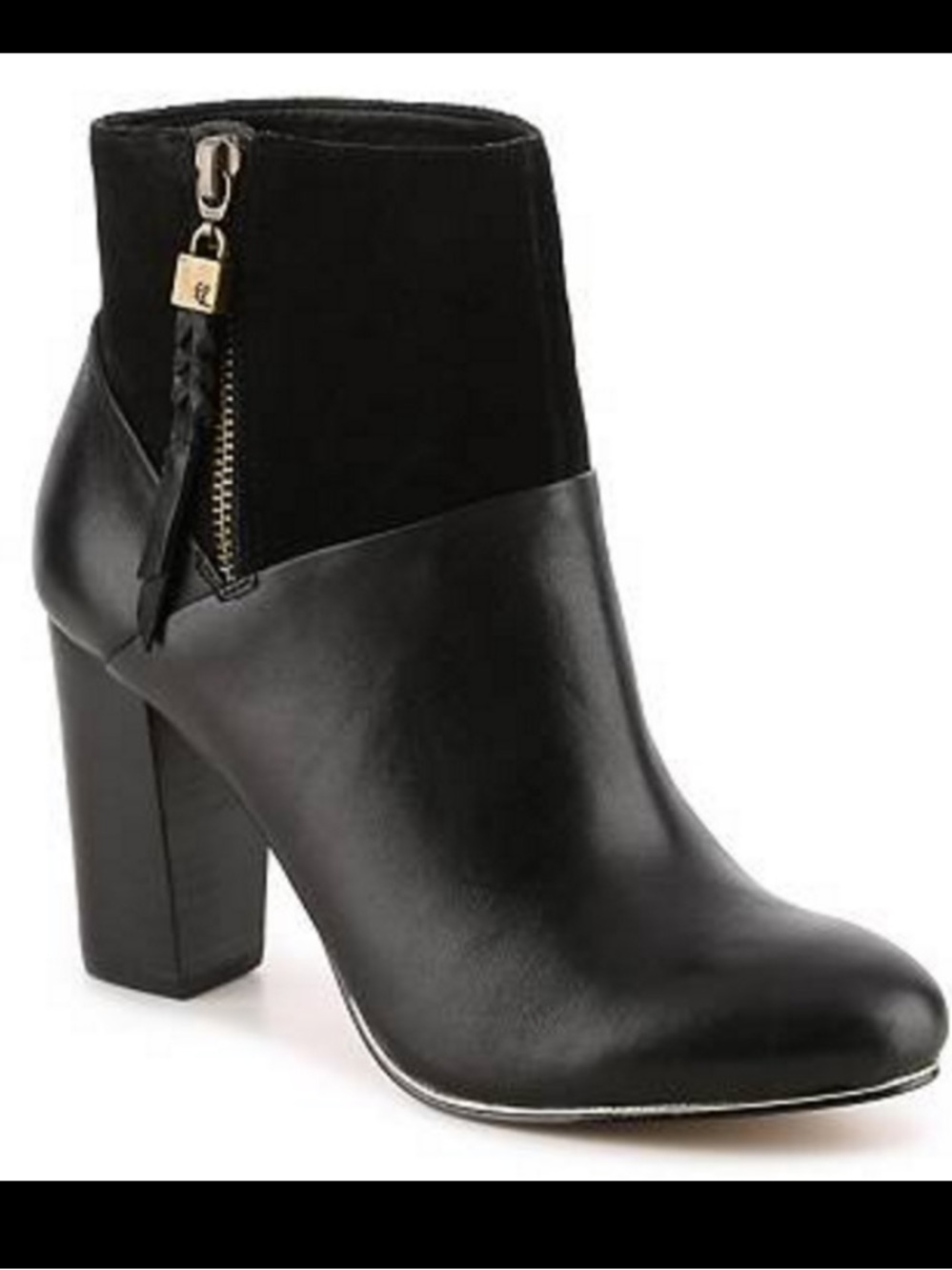 Elliott Lucca Black Leather Suede Heel Dafne Ankle Booties Sz 7